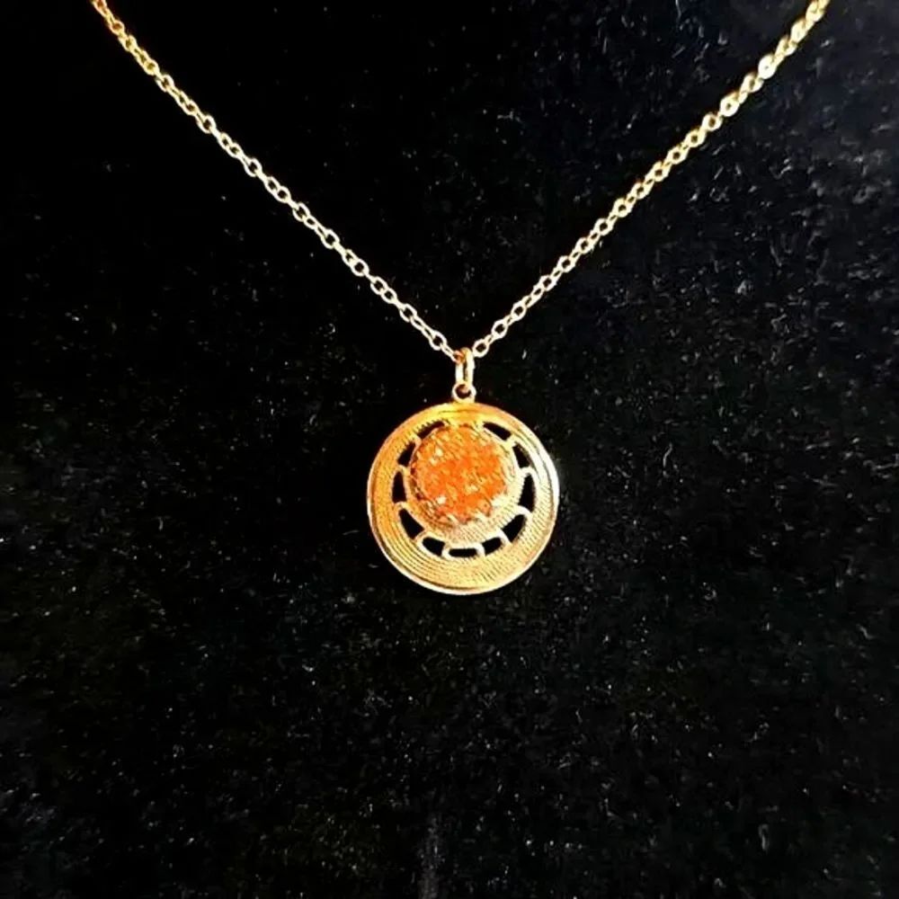 Vintage Gold Sand Necklace! Stamped 720/GF Chain, 1950's.